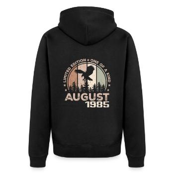 Incomparable depuis août 1985, 39e Anniversaire - Veste à capuche bio Premium Unisexe - noir - Dos - Nico (187cm)