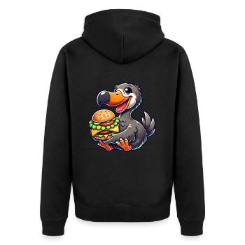 Whimsical Dodo Burger Fast Food Cheeseburger - Unisex Premium Organic Zip Hoodie - black - Back - Nico (187cm)