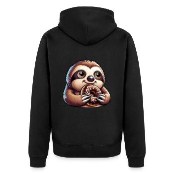 paresseux dessin animé beignet bonbon drôle - Veste à capuche bio Premium Unisexe - noir - Dos - Nico (187cm)