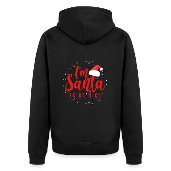 Weihnachtsmann Weihnachten Xmas - Unisex Premium Bio Zip Hoodie - Schwarz - Hinten - Nico (187cm)