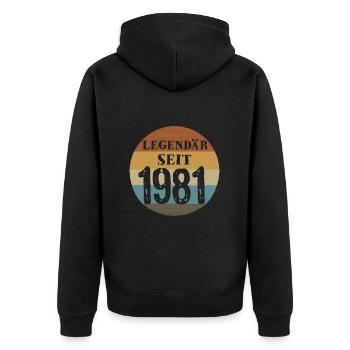 Geburtstag Legendär seit 1981 - Unisex Premium Bio Zip Hoodie - Schwarz - Hinten - Nico (187cm)