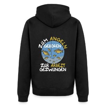 Fisch Fischen Karpfen - Unisex Premium Bio Zip Hoodie - Schwarz - Hinten - Nico (187cm)