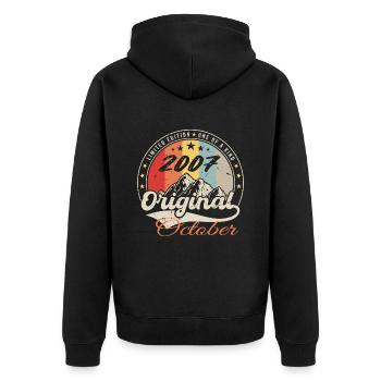 October 2007 Birthday Gift - October 2007 - Unisex Premium Organic Zip Hoodie - black - Back - Nico (187cm)