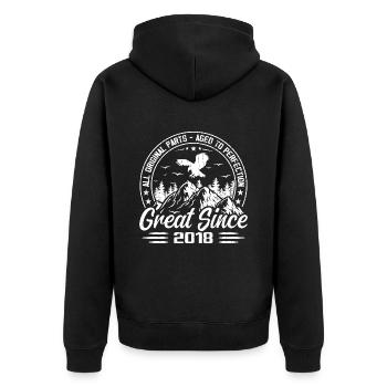 Vintage 2018 Vintage Birthday Gift 2018 - Unisex Premium Organic Zip Hoodie - black - Back - Nico (187cm)
