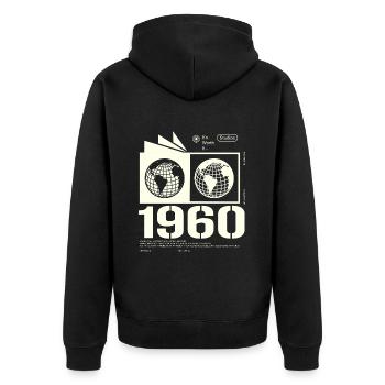 Jahrgang 1960 Retro Geburtstag Geschenk 1960 - Unisex Premium Bio Zip Hoodie - Schwarz - Hinten - Nico (187cm)