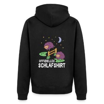 Offizielles Schlafshirt Schaf - Unisex Premium Bio Zip Hoodie - Schwarz - Hinten - Nico (187cm)
