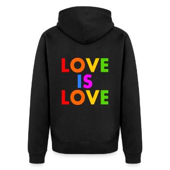 Love is love - Unisex Premium Bio Zip Hoodie - Schwarz - Hinten - Nico (187cm)