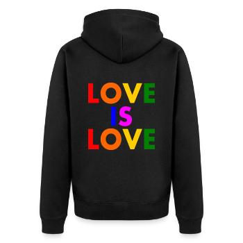 Love is love - Unisex Premium Bio Zip Hoodie - Schwarz - Hinten - Nico (187cm)