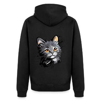 niedliches Kätzchen, Katze - Unisex Premium Bio Zip Hoodie - Schwarz - Hinten - Nico (187cm)