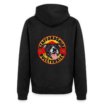 Staffordshire Bullterrier Vintage - Unisex Premium Bio Zip Hoodie - Schwarz - Hinten - Nico (187cm)