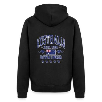 Australia - Unisex Premium Bio Zip Hoodie - Schwarz - Hinten - Nico (187cm)