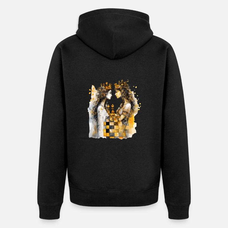 Les soeurs échiquéenne - Veste à capuche bio Premium Unisexe - noir