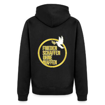 Friedenszeichen Friedenstaube Frieden - Unisex Premium Bio Zip Hoodie - Schwarz - Hinten - Nico (187cm)
