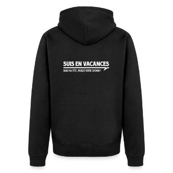 SUIS EN VACANCES - Dans ma tête ... - Veste à capuche bio Premium Unisexe - noir - Dos - Nico (187cm)