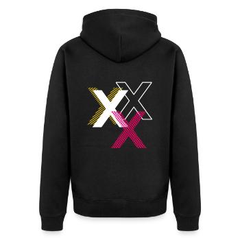 Buchstabe X - Unisex Premium Bio Zip Hoodie - Schwarz - Hinten - Nico (187cm)