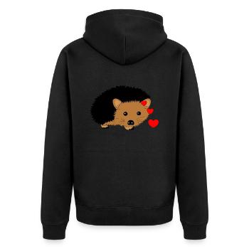 Hérisson Saint-Valentin - Veste à capuche bio Premium Unisexe - noir - Dos - Nico (187cm)