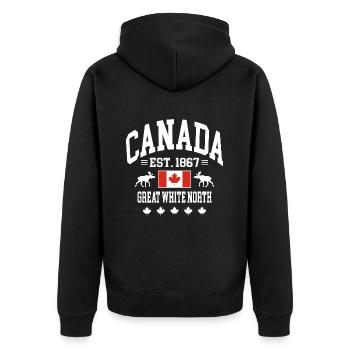 Canada - Unisex Premium Bio Zip Hoodie - Schwarz - Hinten - Nico (187cm)