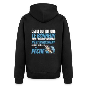jamais allé à la pêche - Veste à capuche bio Premium Unisexe - noir - Dos - Nico (187cm)