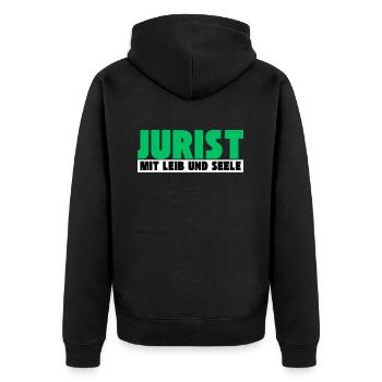 Jurist mit Leib und Seele - Unisex Premium Bio Zip Hoodie - Schwarz - Hinten - Nico (187cm)