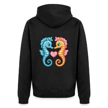 Hippocampe Couple Amour Couple Amoureux - Veste à capuche bio Premium Unisexe - noir - Dos - Nico (187cm)