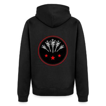 Darts Team Dartpfeile Symbol - Unisex Premium Bio Zip Hoodie - Schwarz - Hinten - Nico (187cm)