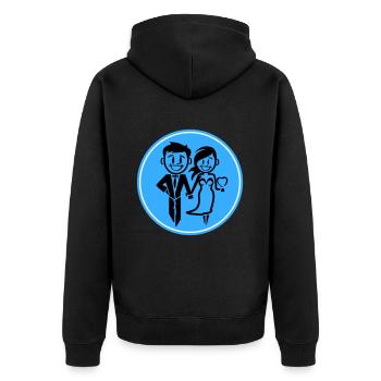Jeunes mariés, Mariage, Mariée, Marié - Veste à capuche bio Premium Unisexe - noir - Dos - Nico (187cm)