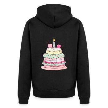 gâteau d'anniversaire joyeux anniversaire - Veste à capuche bio Premium Unisexe - noir - Dos - Nico (187cm)