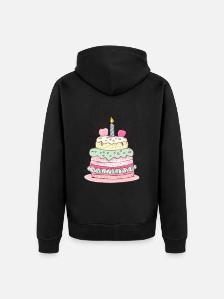 Torta di buon compleanno - Felpa con cappuccio ecologica premium unisex - 