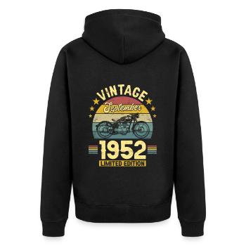 Vintage Septembre 1952 70 Ans Anniversaire - Veste à capuche bio Premium Unisexe - noir - Dos - Nico (187cm)