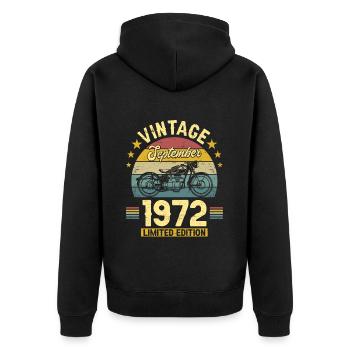 Vintage Septembre 1972 50 Ans Anniversaire - Veste à capuche bio Premium Unisexe - noir - Dos - Nico (187cm)