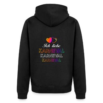 Ich liebe Karneval 2 - Unisex Premium Bio Zip Hoodie - Schwarz - Hinten - Nico (187cm)