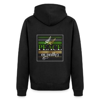Peace on earth - Unisex Premium Organic Zip Hoodie - black - Back - Nico (187cm)
