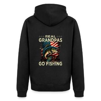 Real Grandpas Go Fishing - Unisex Premium Bio Zip Hoodie - Schwarz - Hinten - Nico (187cm)