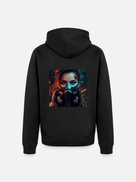Sci-Fi Frau mit Maske - Unisex Premium Bio Zip Hoodie - Schwarz
