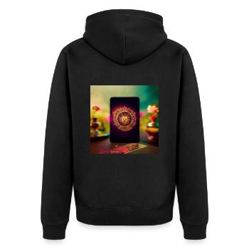 The wheel of fortune - Unisex Premium Organic Zip Hoodie - black - Back - Nico (187cm)