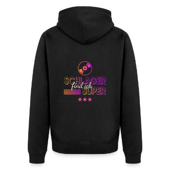 Schlager find ich super - Unisex Premium Bio Zip Hoodie - Schwarz - Hinten - Nico (187cm)