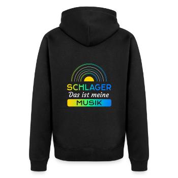 Schlager - Das ist meine Musik - Unisex Premium Bio Zip Hoodie - Schwarz - Hinten - Nico (187cm)
