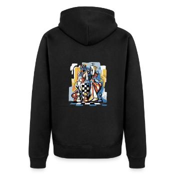 Composition échiquéenne n°3 - Veste à capuche bio Premium Unisexe - noir - Dos - Nico (187cm)