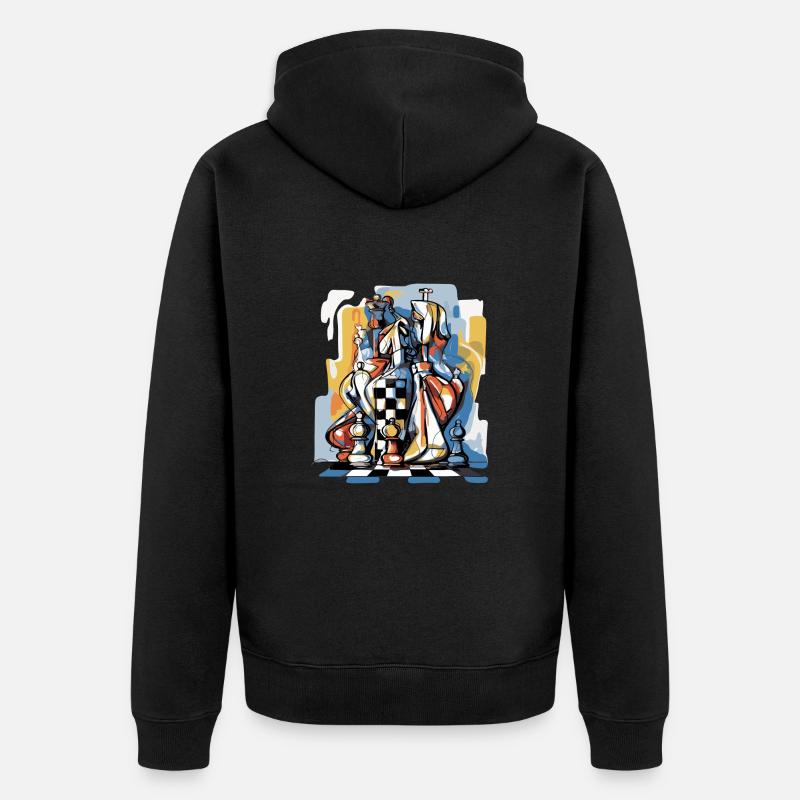 Composition échiquéenne n°3 - Veste à capuche bio Premium Unisexe - noir