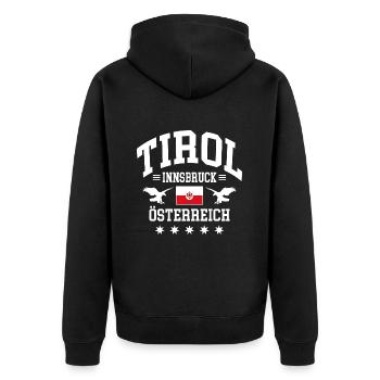 Tirol - Unisex Premium Bio Zip Hoodie - Schwarz - Hinten - Nico (187cm)