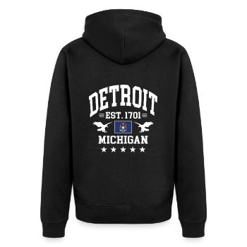 Detroit - Veste à capuche bio Premium Unisexe - noir - Dos - Nico (187cm)