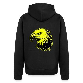Adler Kopf Porträt Symbol - Unisex Premium Bio Zip Hoodie - Schwarz - Hinten - Nico (187cm)
