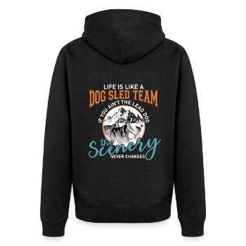 Sled Dogs and Sledding Team - Unisex Premium Organic Zip Hoodie - black - Back - Nico (187cm)