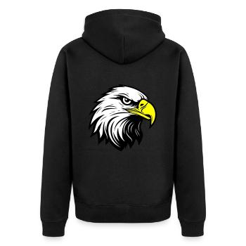 Eagle Head - Unisex Premium Organic Zip Hoodie - black - Back - Nico (187cm)