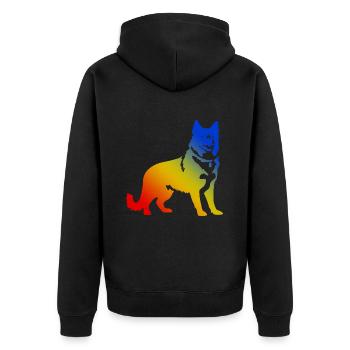 Akita Inu Hund - Unisex Premium Bio Zip Hoodie - Schwarz - Hinten - Nico (187cm)