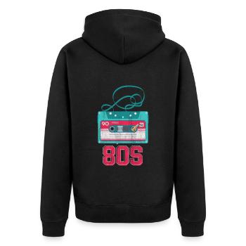 80er Jahre 80s Musik - Unisex Premium Bio Zip Hoodie - Schwarz - Hinten - Nico (187cm)