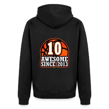 Basketball birthday 10 years old - Unisex Premium Organic Zip Hoodie - black - Back - Nico (187cm)
