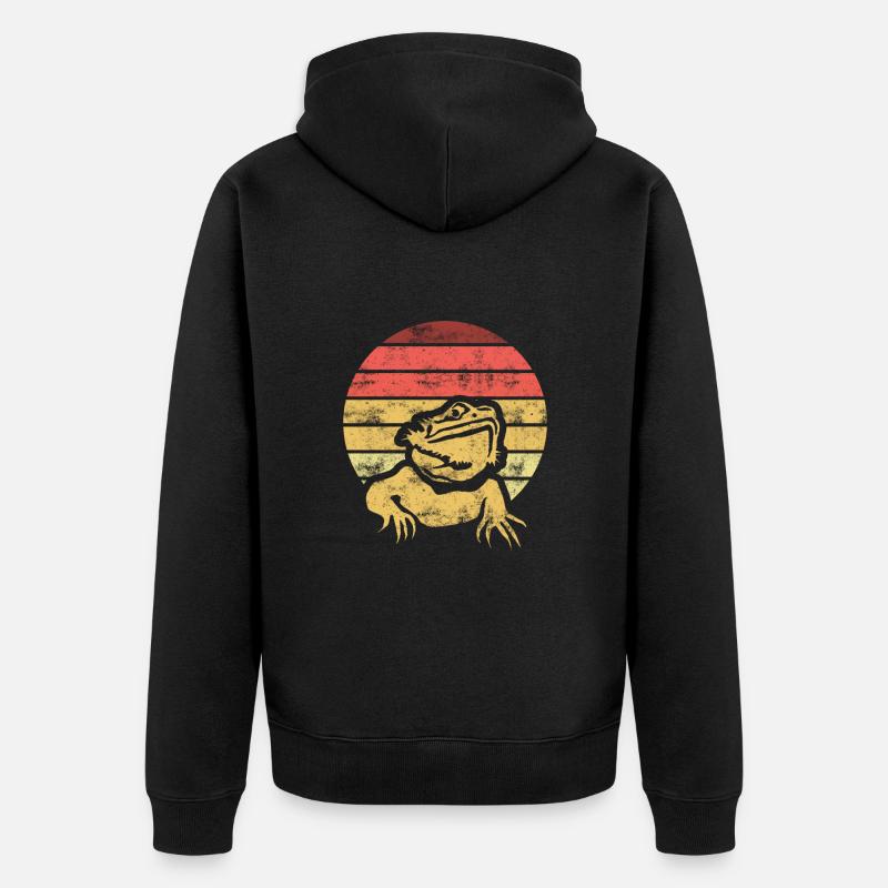 Retro Eidechse Echse - Unisex Premium Bio Zip Hoodie - Schwarz