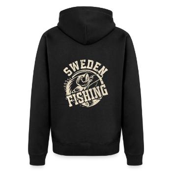 Schweden Angeln Angler Fischen - Unisex Premium Bio Zip Hoodie - Schwarz - Hinten - Nico (187cm)