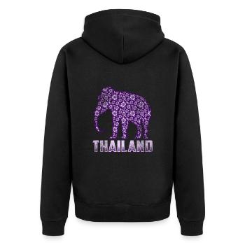 Thailand Bunter Elefant - Unisex Premium Bio Zip Hoodie - Schwarz - Hinten - Nico (187cm)